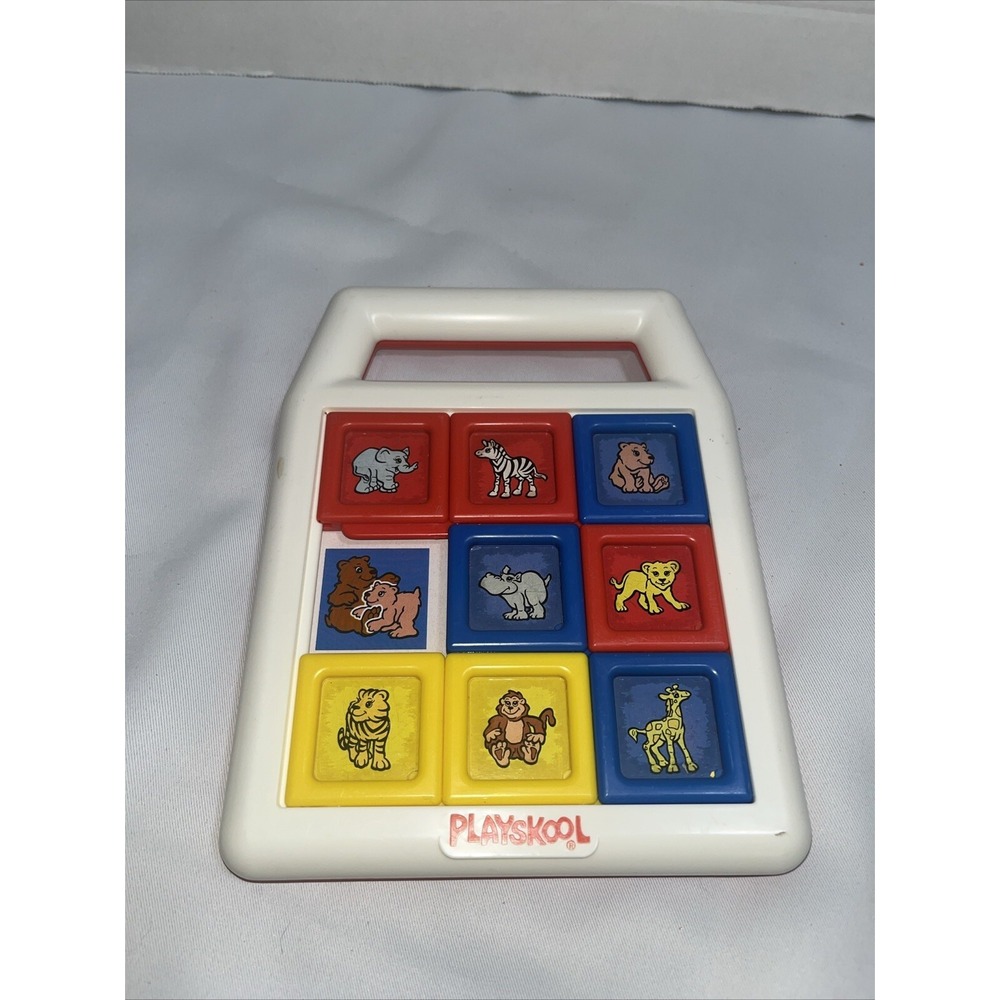 VTG Playskool Slide Square Zoo Animals Toy 1990,‎ preschool